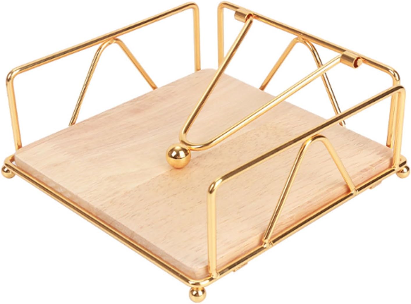 Wrought Iron Paper Towel Holder, Napkin Holder Square Metal Napkin Storage Rack for Kitchen, Restaurant, Cafe, Hotel (golden)