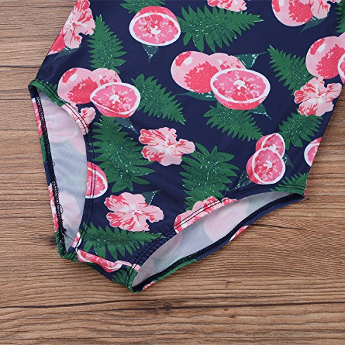Image of iEFiEL Kids Girls One-Piece Swan /Lemon Printed Swimsuit Todder Hawaii Ruffled Swimwear Bathing Suit