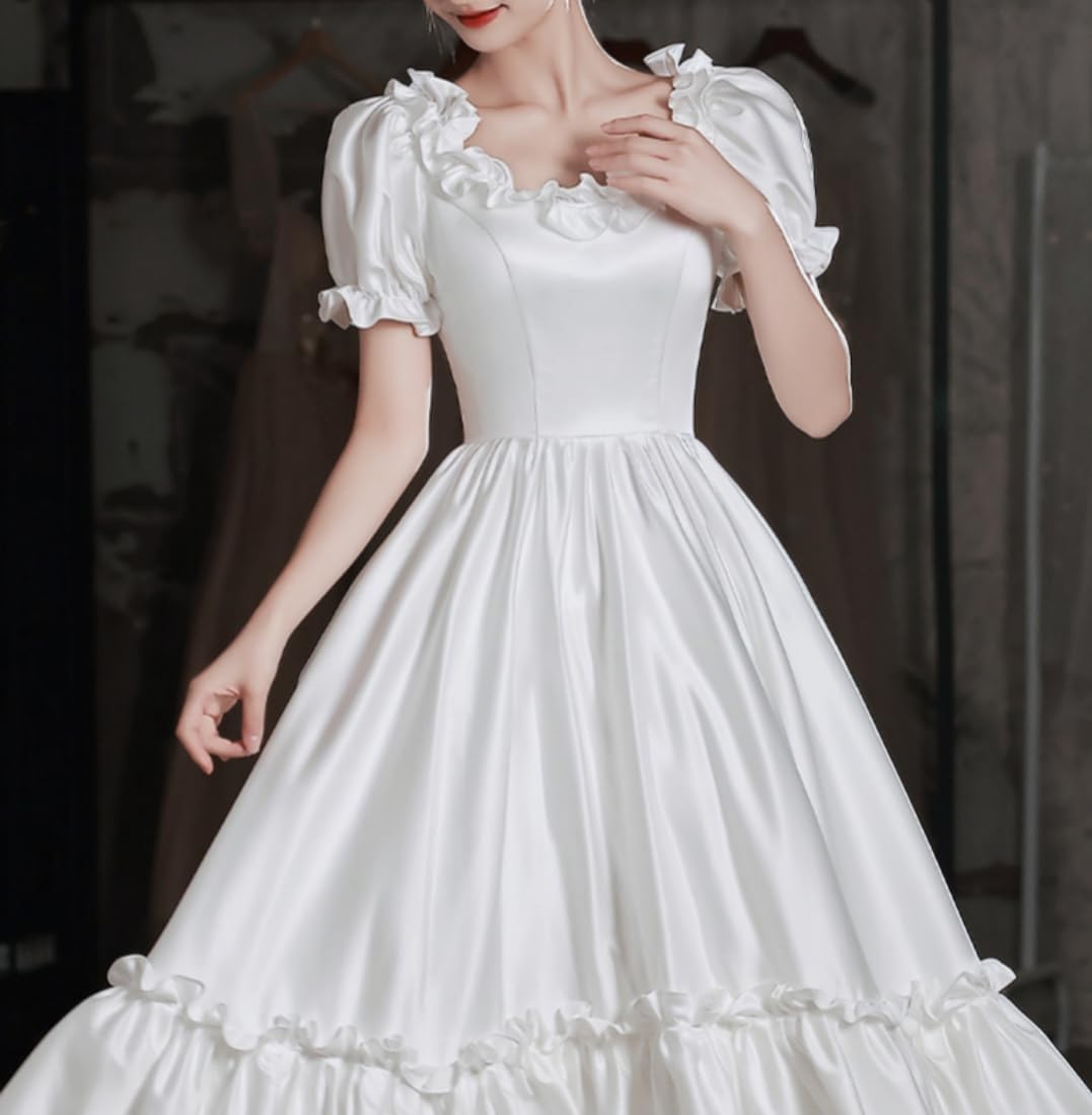 Hengsha Pling Victorian Ball Gown for Women Marie Antoinette Dress Off Shoulder Satin Princess Gown
