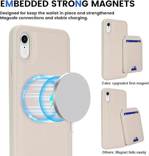 Miniatura 2 de Funda para iPhone Xr con tarjetero de crédito, caja fuerte para iPhone XR, funda de piel para mujer, compatible con mag segura, desmontable 2 en 1