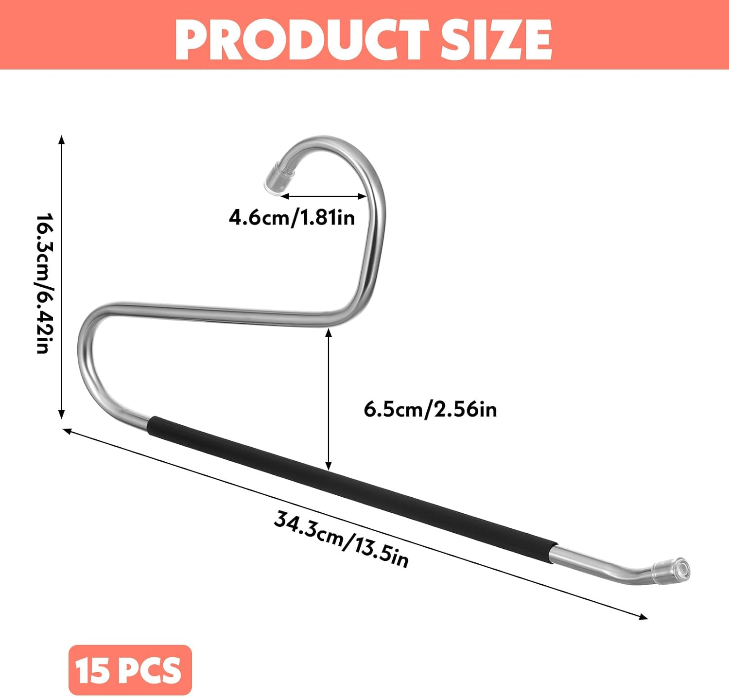 15 Pack Blanket Hangers for Closet, Tablecloth Hangers, Quilt Hanger - Heavy Duty Stainless Steel with Non-Slip Coating (13.5 Inches, Black)