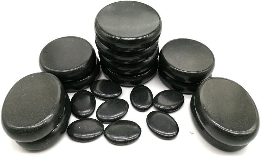 Romonacr 20Pcs Professional Massage Stones Set Natural Lava Basalt Rock Hot Stone for Spa