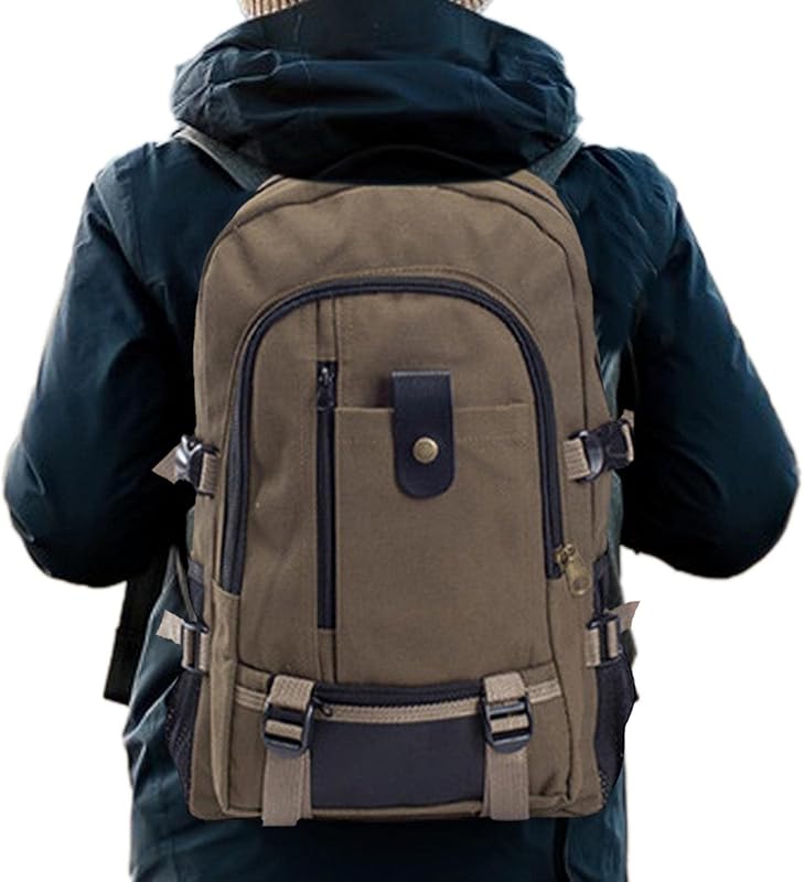 Mochila lona vintage alta capacida| Mochila lona vintage para laptop para escola, trilhas, viagens em oferta na Shopee