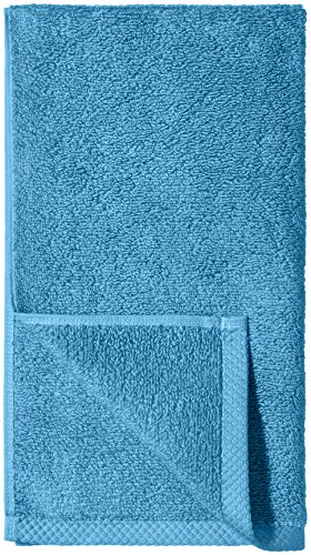 Image of Amazon Basics 8-Pack Lightweight Quick-Dry Hand Towels, 100% Cotton, 28 inch x 16 inch, Lake Blue
