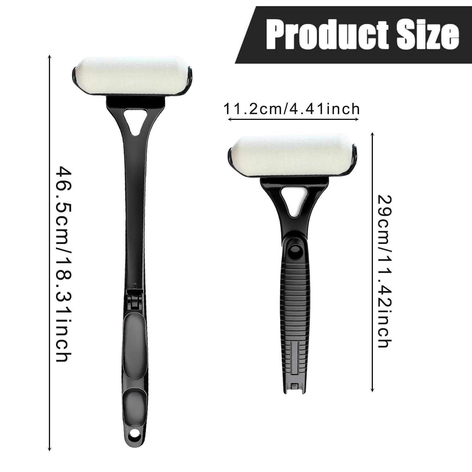 Lotion Applicator Black, Long Handle Lotion Applicator for Back Folding Handle with 3 Reusable Foam Rollers - Image 2