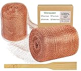 Wanqueen Copper Mesh Roll with Packing Tool, Sturdy 32 Feet Copper Fill Fabric, Copper Blocker Knitted for Distilling, Snail Birds Mouse Rat Rodent Control