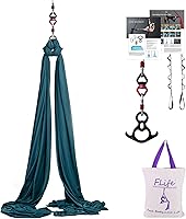 Vista 9 de F.Life Hamaca de yoga de seda aérea, kit de hardware duradero de 10 yardas