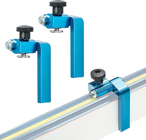 POWERTEC Tope abatible para valla de 3 pulgadas para sierra de mesa, sierra ingletadora y prensa de taladro, accesorios de riel en T para