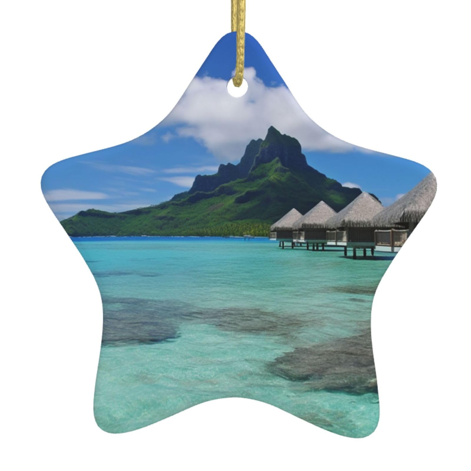 Fodpand Women's White Tahiti Beach Christmas Ornaments 2025, Gift Exchange For Men, Collectible Ceramic Ornament Star Hanging Ornaments For Christmas Tree Decoration