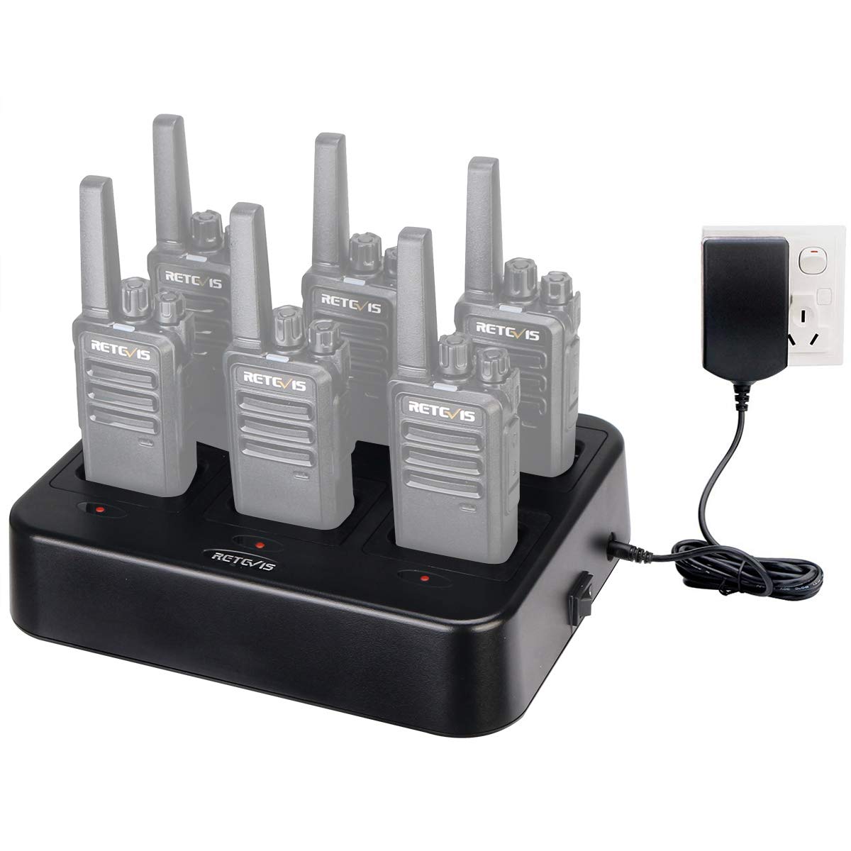 Retevis RT668 Walkie Talkie Cargador de Seis Vías Cargador de Unidades Múltiples para RT668 Walkie Talkie y Batería Mejora Carga y Eficiencia del Trabajo (1 Pieza)
