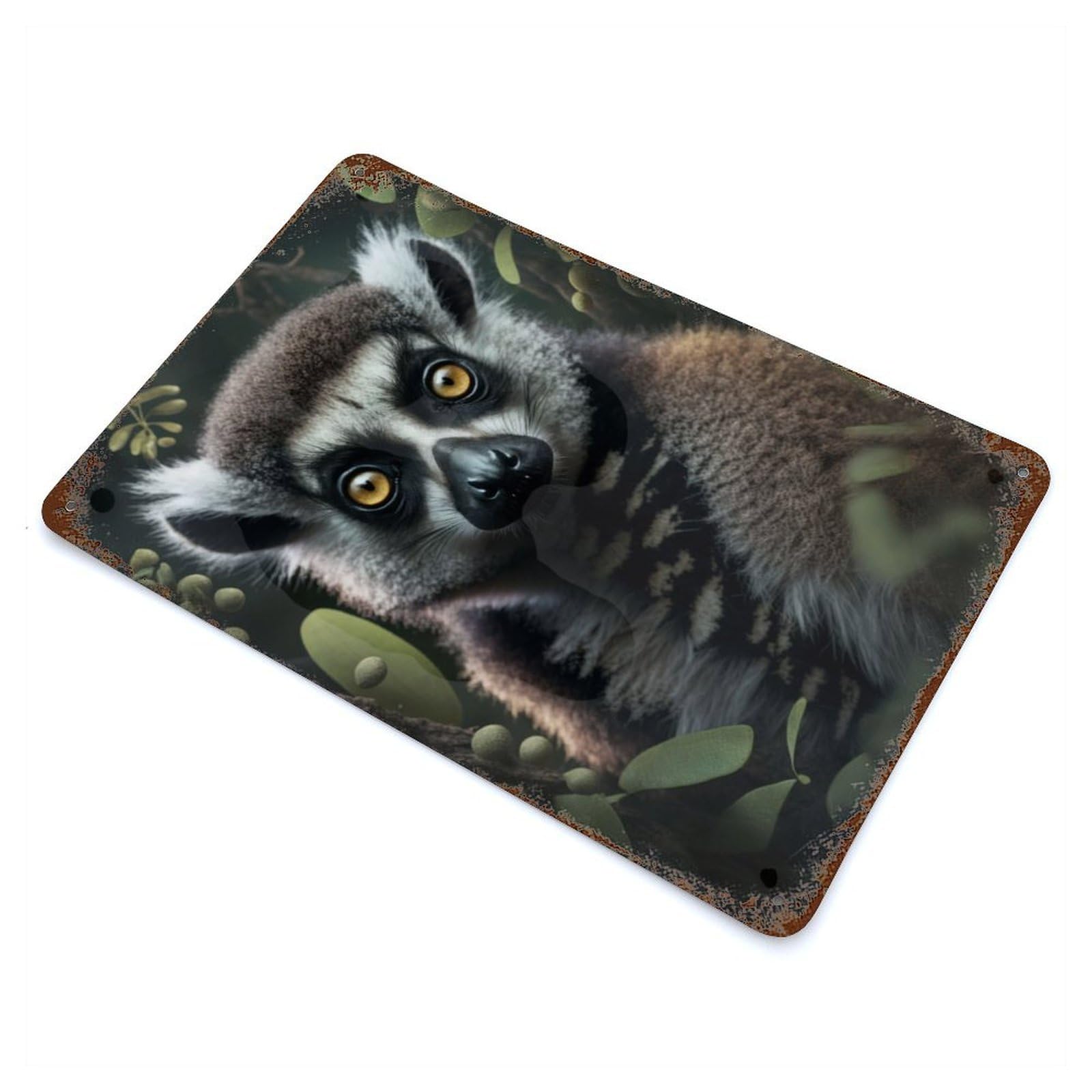 Lemur 11.8"x7.9" Rusty Metal Tin Sign, Novelty Wall Decor for Cafe, Home Bar And Lounge Decor