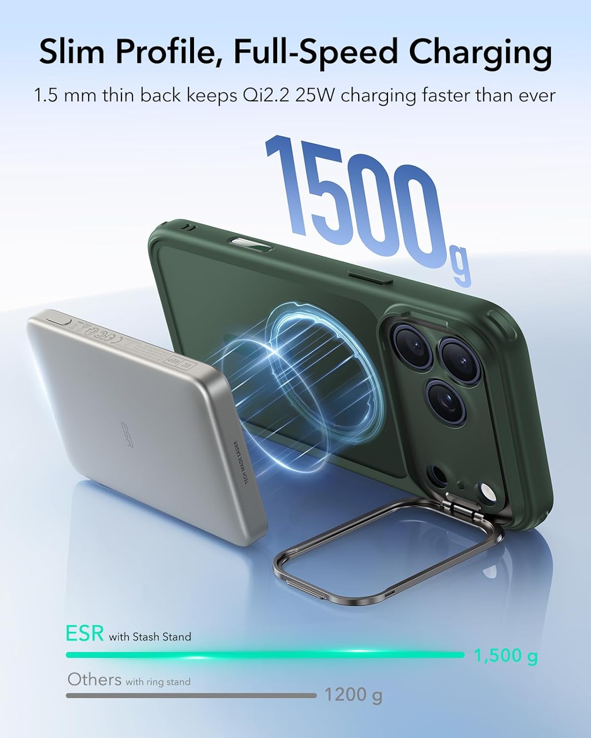 ESR for iPhone 17 Pro Case with Stash Stand, Camera Control Cover Compatible with MagSafe, Military-Grade Drop Protection Magnetic Phone Case, Scratch-Resistant Back Cover, Frosted Green - Image 7