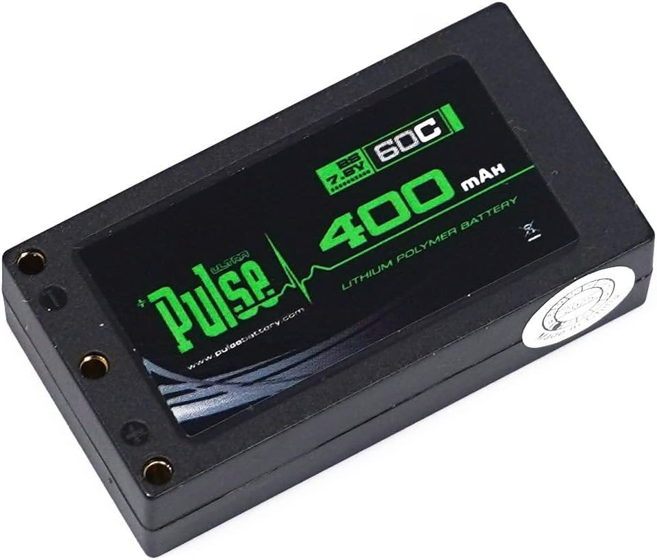Helidirect Pulse 400mah 2S 7.6V 60C LiHV Hardcase Battery with XT-60 Plug Used for Mini Z, XBility 1, Drift, Micro B, Micro, Hobbyplus 1/24 Racing & Drift - Remote Control Car, RC Car Battery
