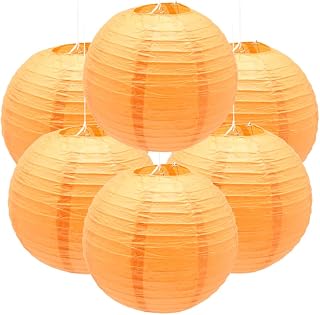 Ruidee 6 farolillos de papel de 30 cm redondos para colgar de papel, farolillos de papel para decorar luces y decoraciones para bodas, cumpleaños, diámetro (ZDL/Orange)