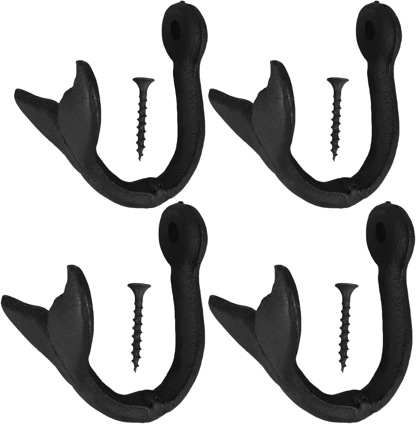 Luxshiny 4pcs Wall Coat Hooks Hardware Towel Hooks for Hanging Coats Black Robe Hangers Wall Mounted for Key, Towel, Bags, Cup, Hat