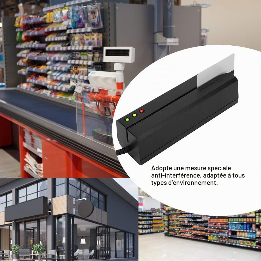 Encodeur de Lecteur de Carte Magnétique MSR605X, Lecture/écriture des 3 Pistes, Communication USB, Balayage Haute/Basse Vitesse, Prend en Charge la Norme IBM/ISO