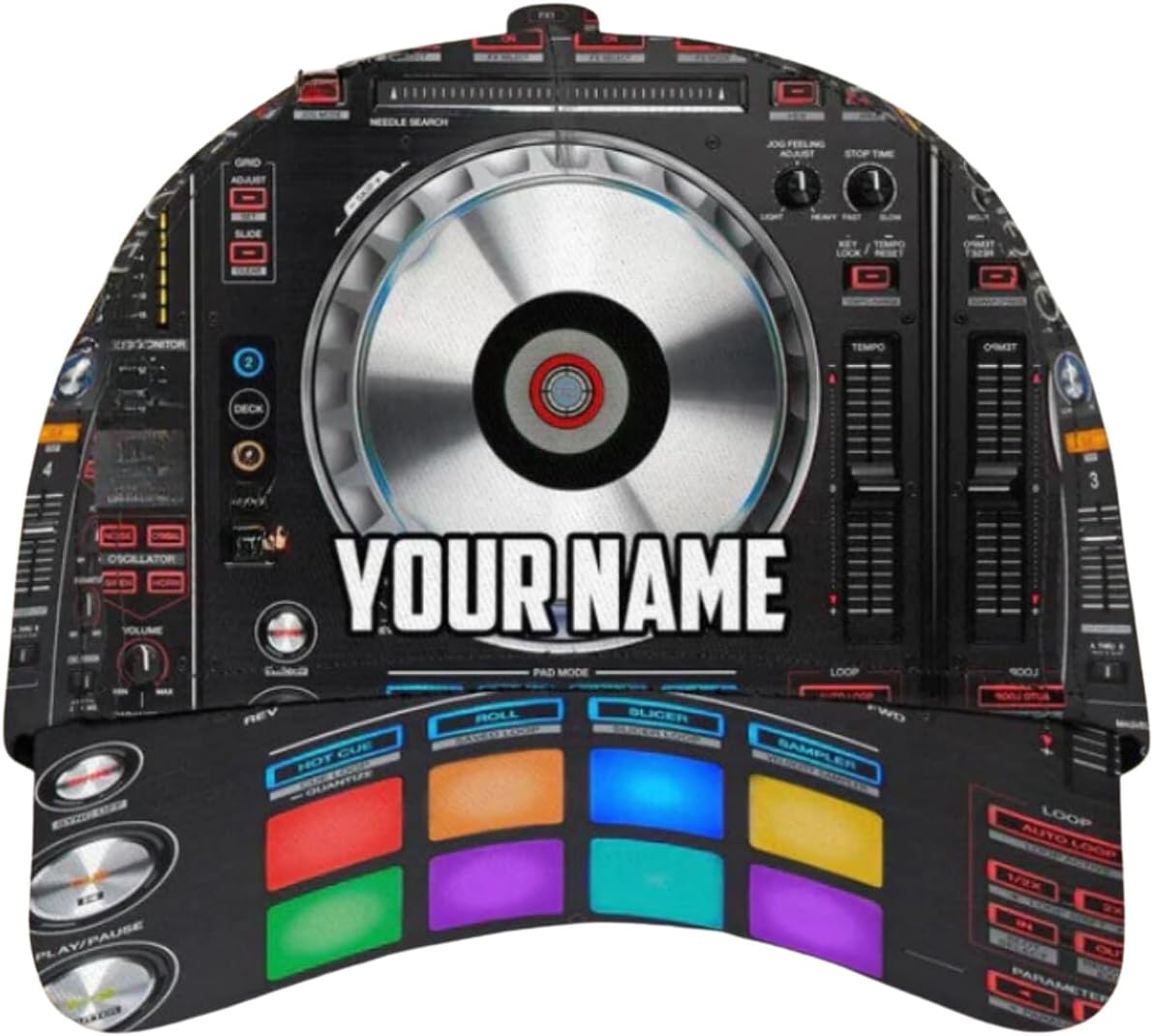 Personalized DJ Hat, Custom Name DJ Cap, Flashing LED Hat – Sound Activated Baseball Cap Gifts for DJ Music Lovers