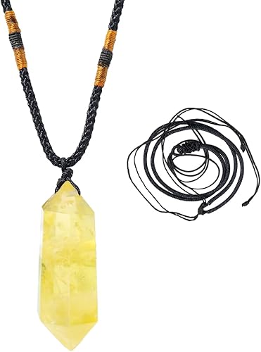 Miniatura 7 de Runyangshi Colgantes de cristal curativo de cuarzo rosa, collar de cuarzo de cristal natural de doble punta, 6 piedras de varita de cristal facetado