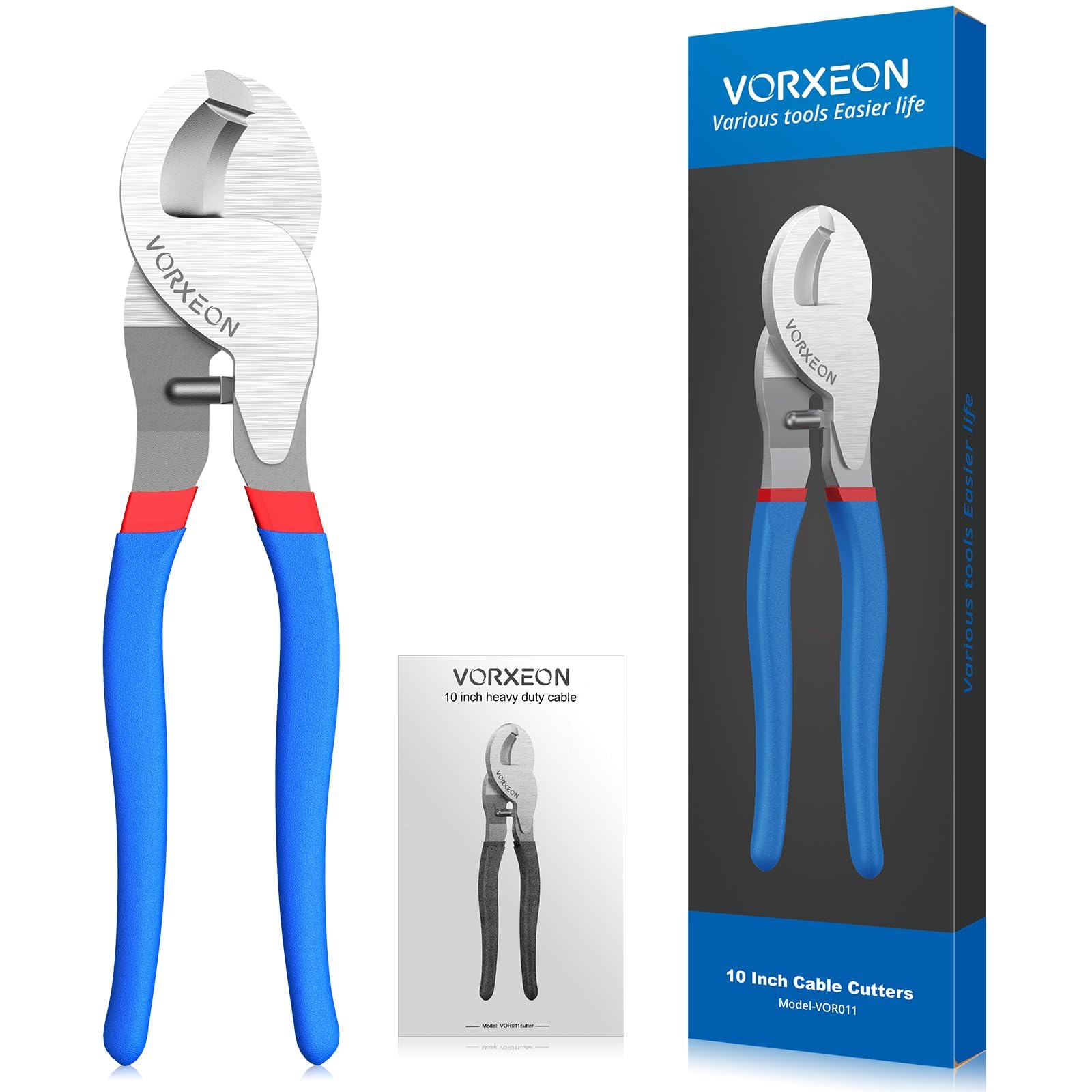 Tagliacavi 240mm, Wire Cable Cutters Acciaio 55#, Utensili da Taglio per Cavi Alluminio e Rame 0-70mm²