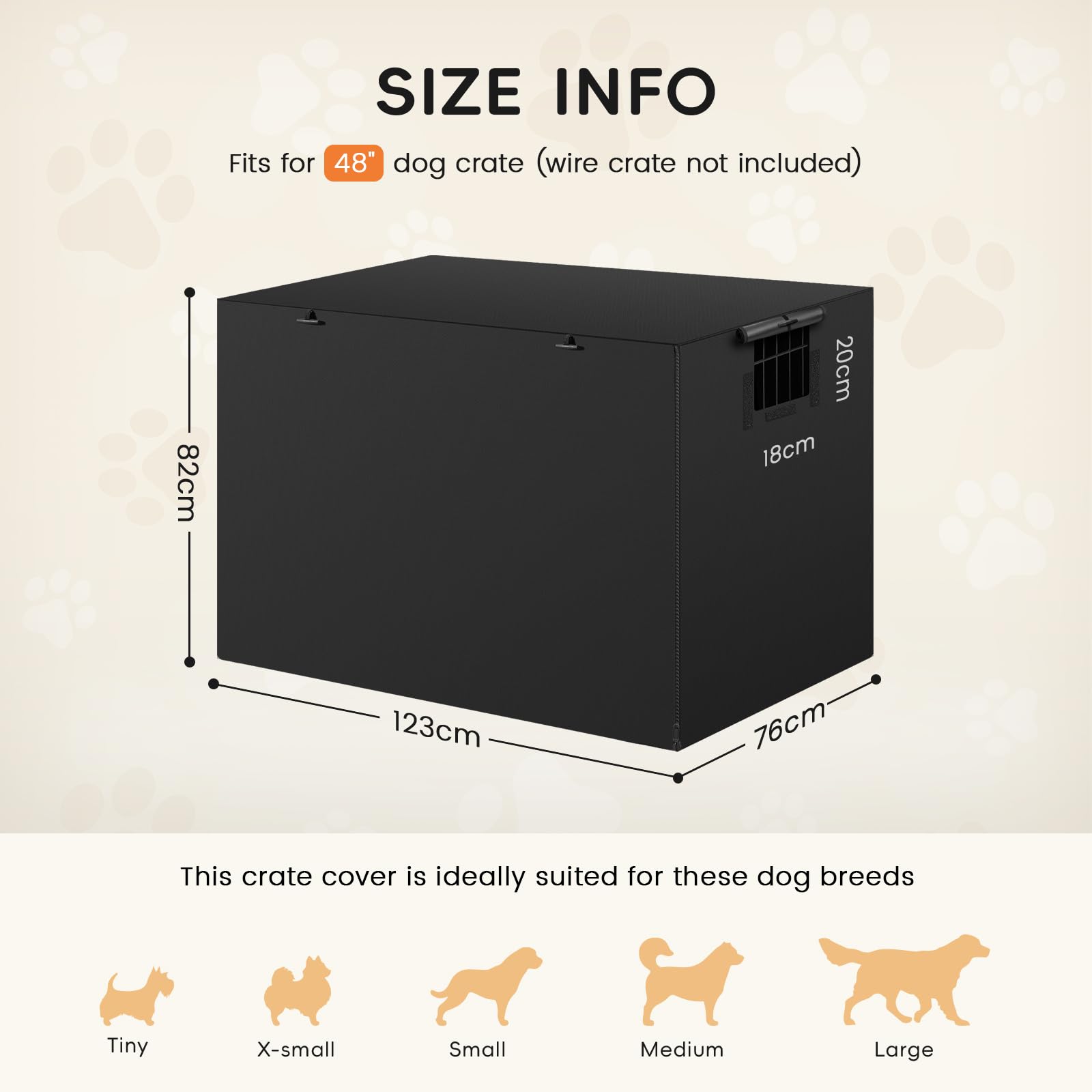 Iubyceh 48 Inch Heavy Duty Dog Crate Cover, Waterproof Oxford Fabric Pet Cage Cover - Image 4