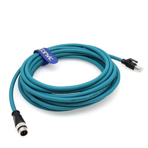 Miniatura 9 de Eonvic Cable Ethernet industrial Cat5e M12 de 4 pines macho a RJ45 E4 de alta flexión, PUR dinámico (16.4 ft, verde)