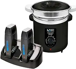 Termocera Panela Depilação 400g c/Refil + Base Dupla c/ 2 Rollon Preto Mega Bell