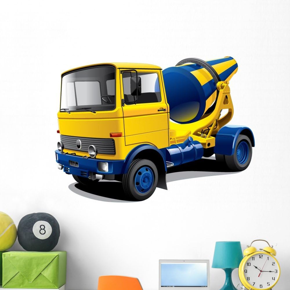 Wallmonkeys Yellow and Blue Cement Wall Decal Peel and Stick Graphic (48 in W x 34 in H) WM115475