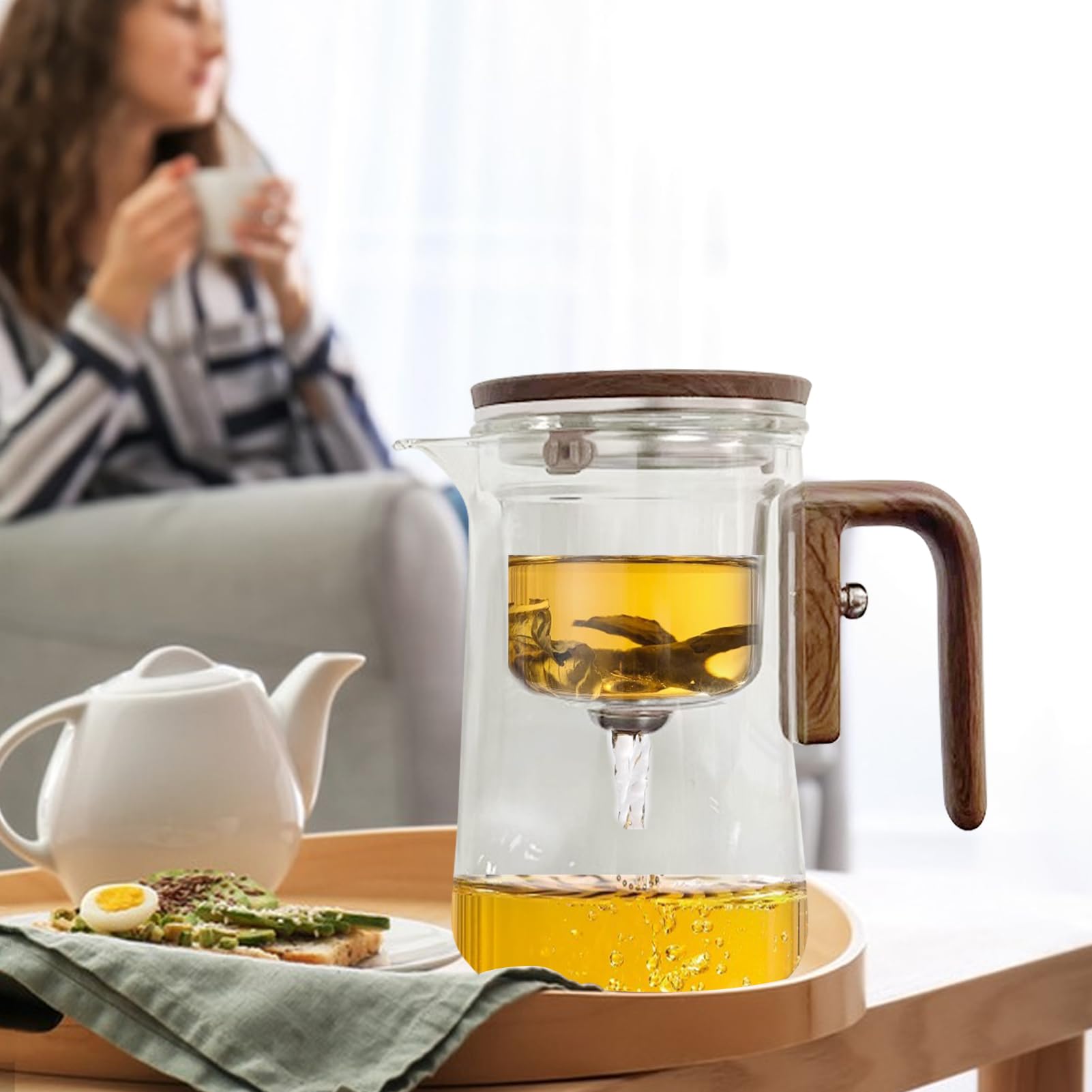 - – Colino in metallo resistente, trasparente, portatile, rimovibile | manico semplice, costruzione sicura per il fornello | Pentola ideale per foglie di erbe, tè verde, tè nero per