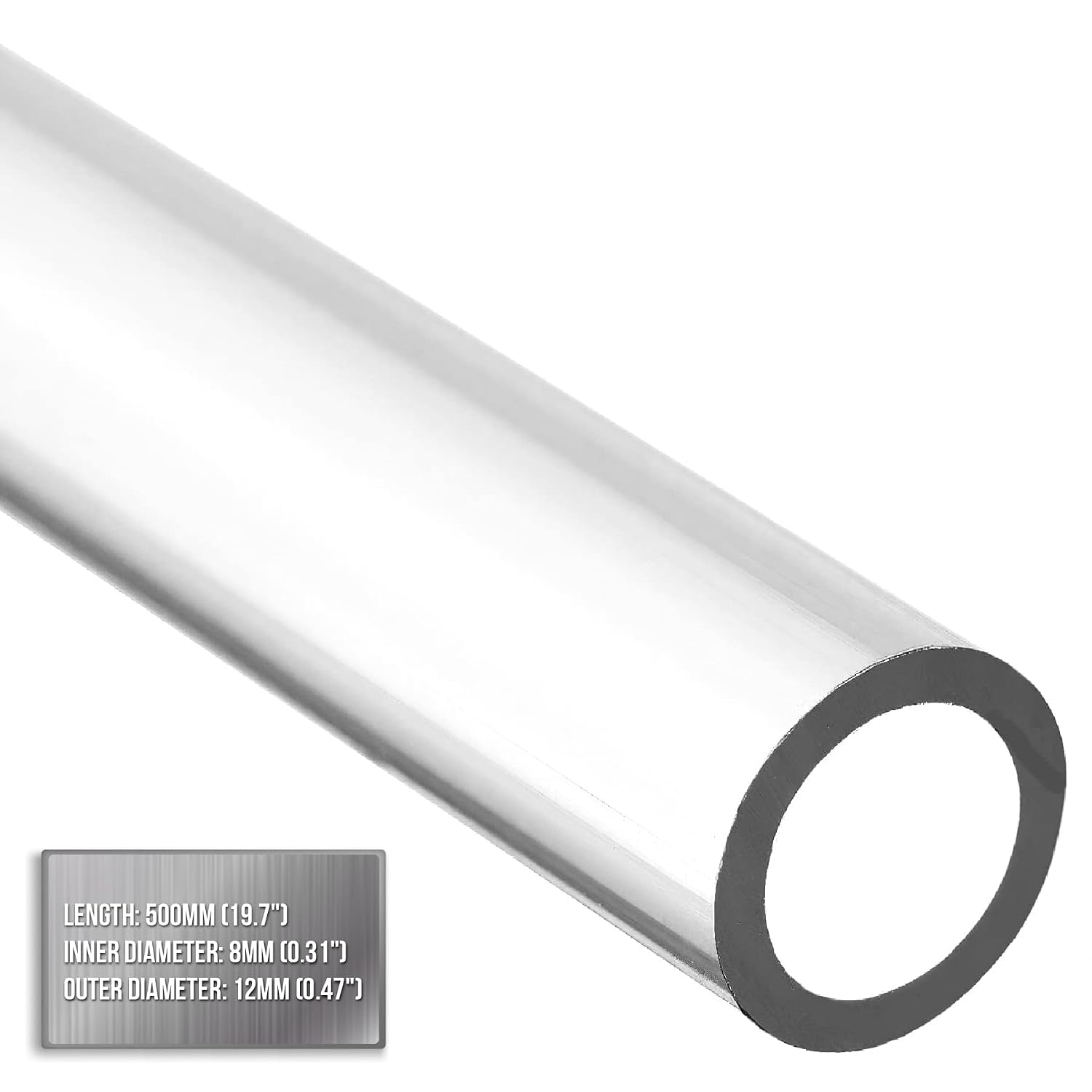 dracaena.io 16 pack petg hard tubing - 16 mm / 0.63 inch outer diameter, 12 mm / 0.47 inch inner diameter, 450 mm / 17.7 inch length - rigid pipe for pc water cooling system, transparent transparent 16mm od