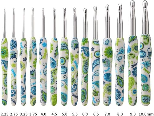 Miniatura 6 de LOOEN - Gancho de ganchillo de 0.315 pulgadas, mango ergonómico para manos artríticas, agarre de goma suave, agujas de tejer extra largas para