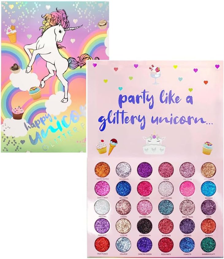 BEAUTY Professional GELANZI PARTY LIKE A GLITTERY UNICORN Glitter Shimmery Eyeshadow Palette (Multicolor)