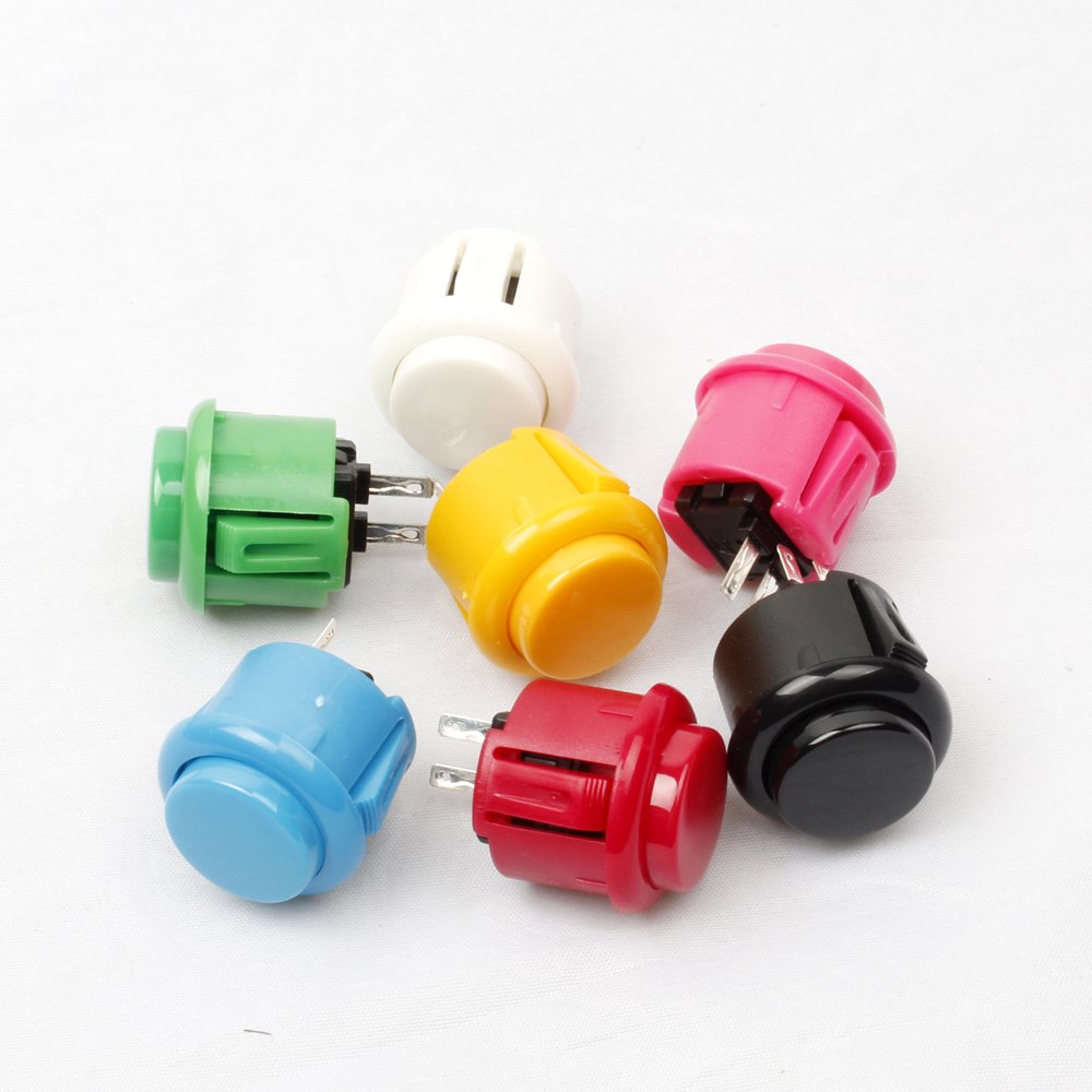 10 Micro-interrupteurs Boutons Arcade 24mm - Compatibles Sanwa OBSF-24 - Pour Bornes MAME Et JAMMA