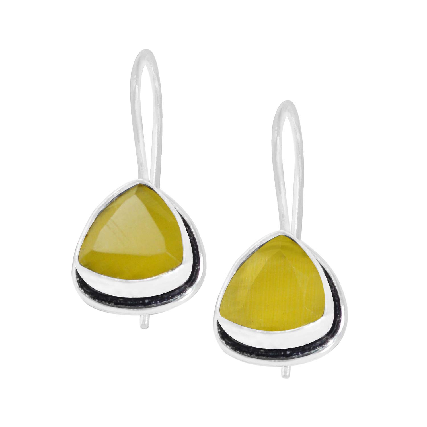 Silvesto India Yellow Onyx Gemstone 925 Silver Plated Trillion Drop Front Dangle Earring For Women & Girls (B07JQPH2NW) Amazon Price History, Amazon Price Tracker