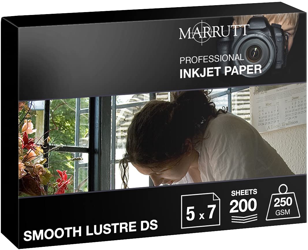 Marrutt 250gsm Smooth Lustre Double Sided Inkjet Photo Paper: 5" x 7" - 200 Sheets