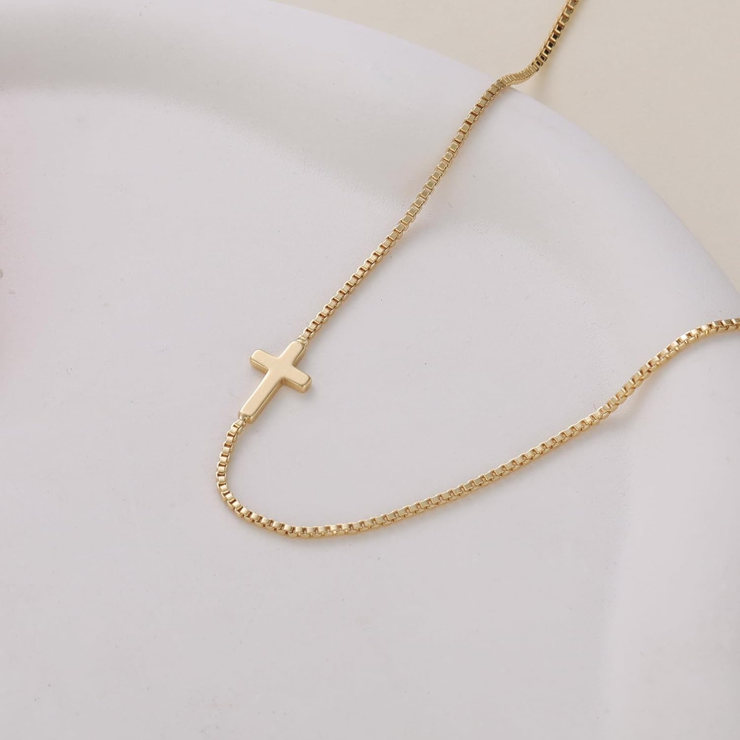 VIROMY Gold Cross Necklace for Women 14K Gold Plated Cute Sidways Cross Pendant Choker Necklaces Simple Trendy Everyday Jewelry for Women - Image 4