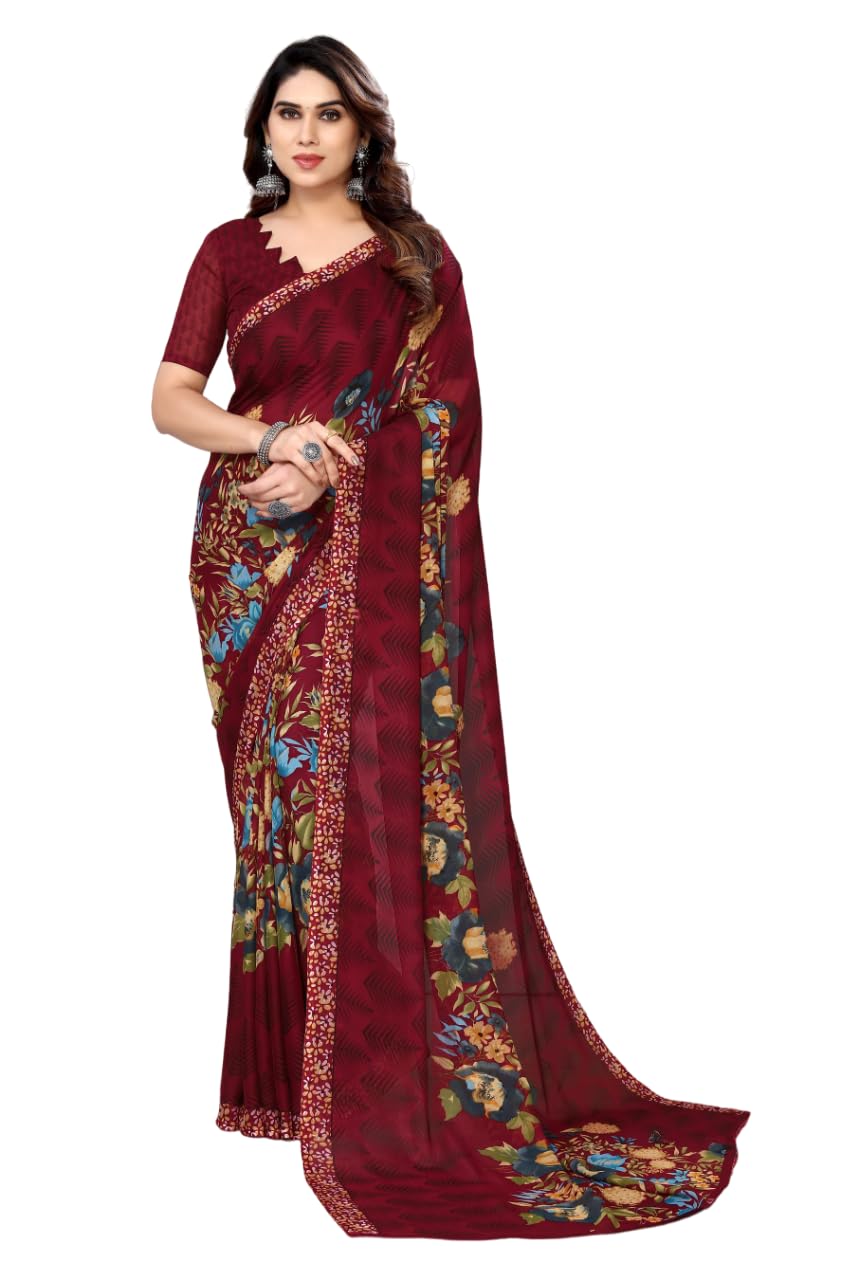 Yashika Women's Fashion Georgette Saree with Blouse