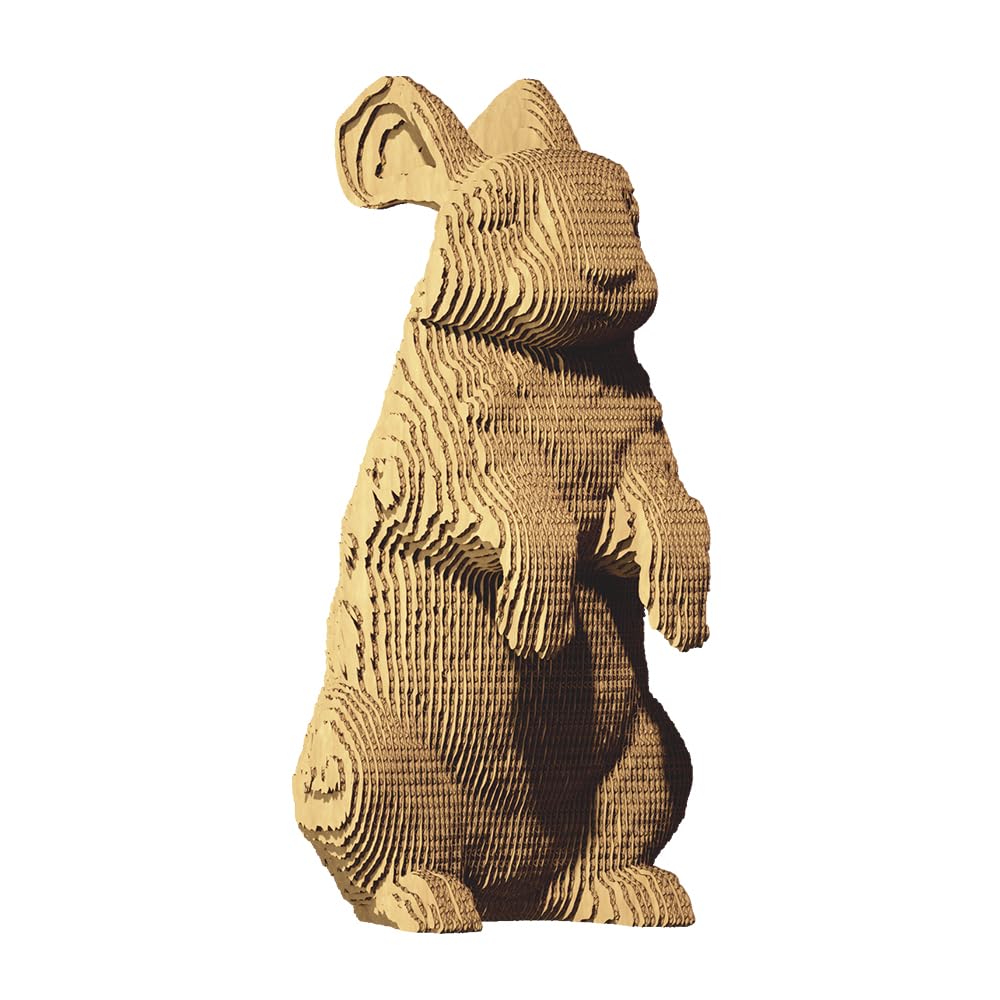 Lapin Puzzle 3D en Carton – Maquette à Monter | 61 Pièces, 19 × 12 × 9 cm – Kit Sculpture DIY à Peindre, Matériaux Recyclés, Ados & Adultes, Idée Cadeau Déco