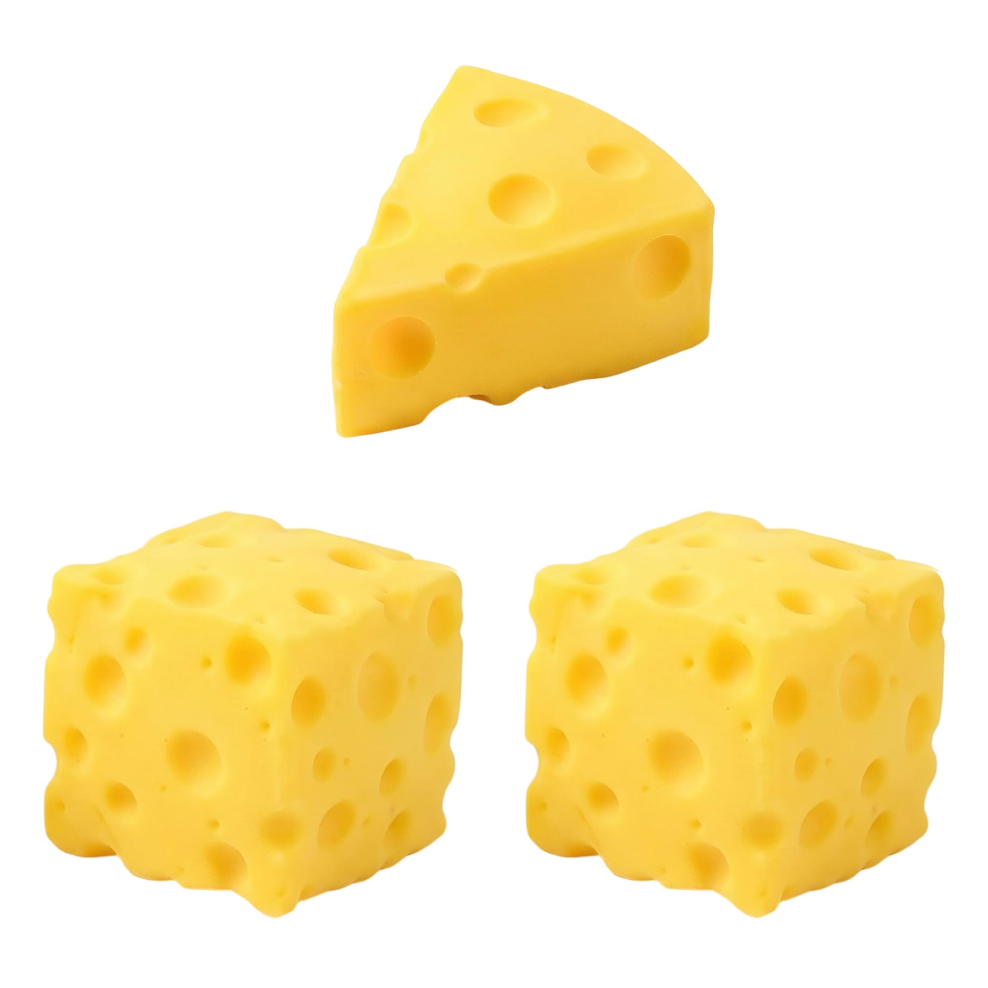 3PCS Cheese Squishy,Realistic Portable Squishy Cheese,Yellow Squeeze Block,Soft Sensory Squeeze Stress Ball,Novelty Handheld Fidget Toy,for Anxiety Relief Teens Adults Home Office Travel(5cm)