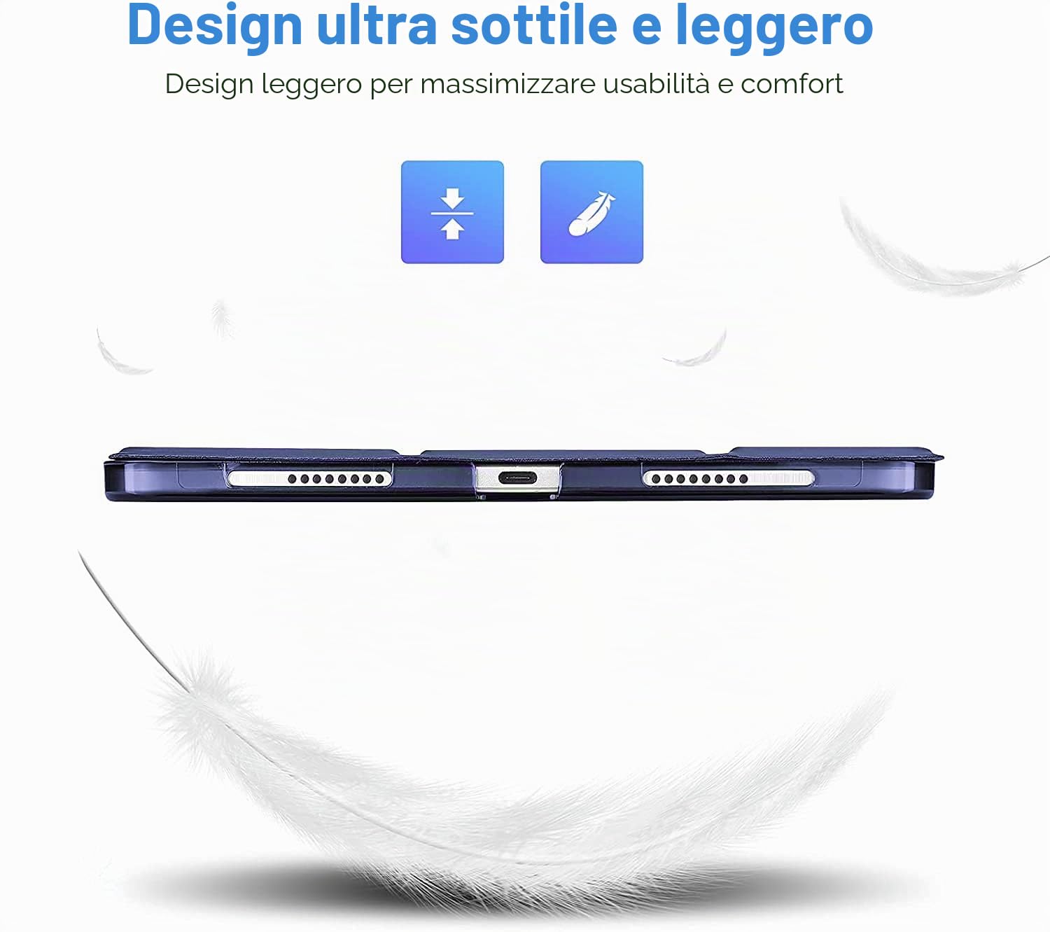 ProCase Custodia iPad Pro 11 2022/2021/2020/2018 Ultra Sottile Leggero Auto Svegliati/Sonno Blu Marino