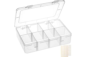 QUEFE 1 Pack Small Divided Storage Box, Plastic Organizer Box with Removable Dividers