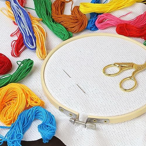 Image of Essentials By Leisure Arts Wood Embroidery Hoop 6 inch Bamboo - Wooden Hoops for Crafts - Embroidery Hoop Holder Cross Stitch Cross Stitch Hoops and Frames