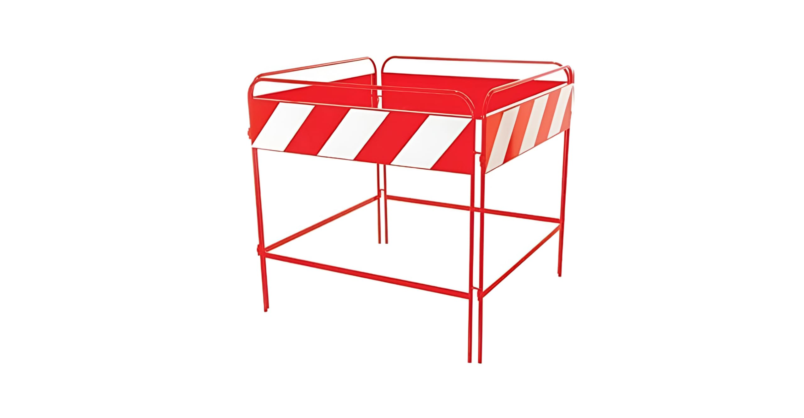 Barriera di recinzione stradale per chiusini tipo quadilatero strisce bianco rosse 100x100 cm certificata classe 1 fig.402