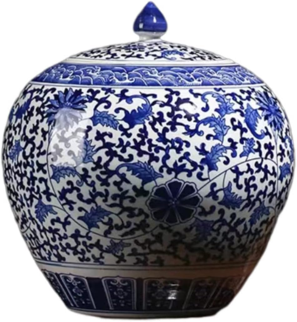 Bzgpmfud One Color Vase Desktop Classic Ceramic Vases For Art Home Decoration Chinese Retro Porcelain With Peony Painting 30×29Cm
