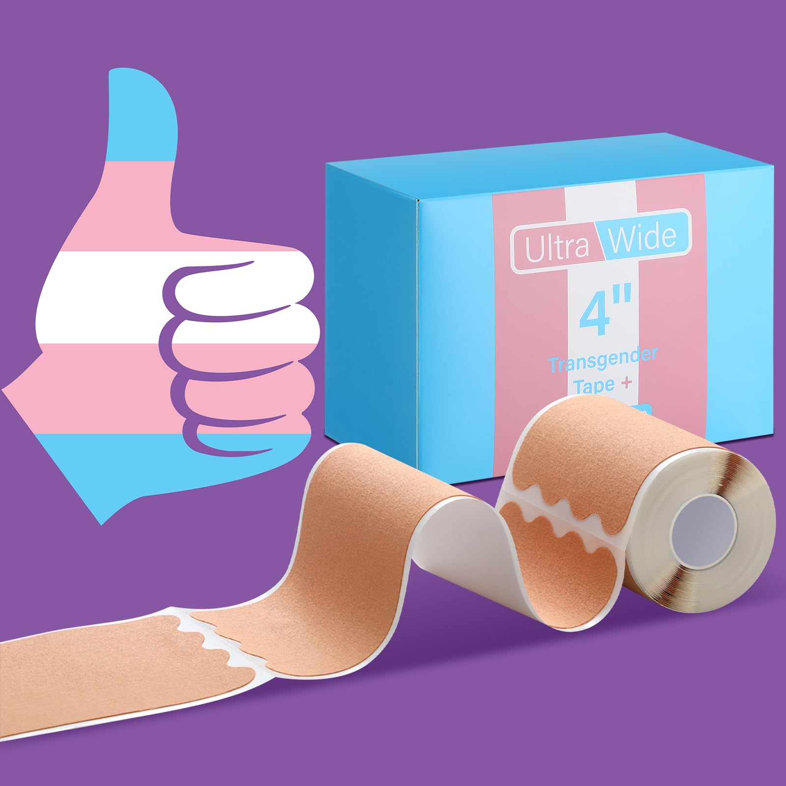 Shinymoon 40 Pcs 4 Inch Precut Trans FTM Chest Binding Tape with 40 Pcs Nipple Covers Extra Wide Chest Binding Tape for FTM Transgender