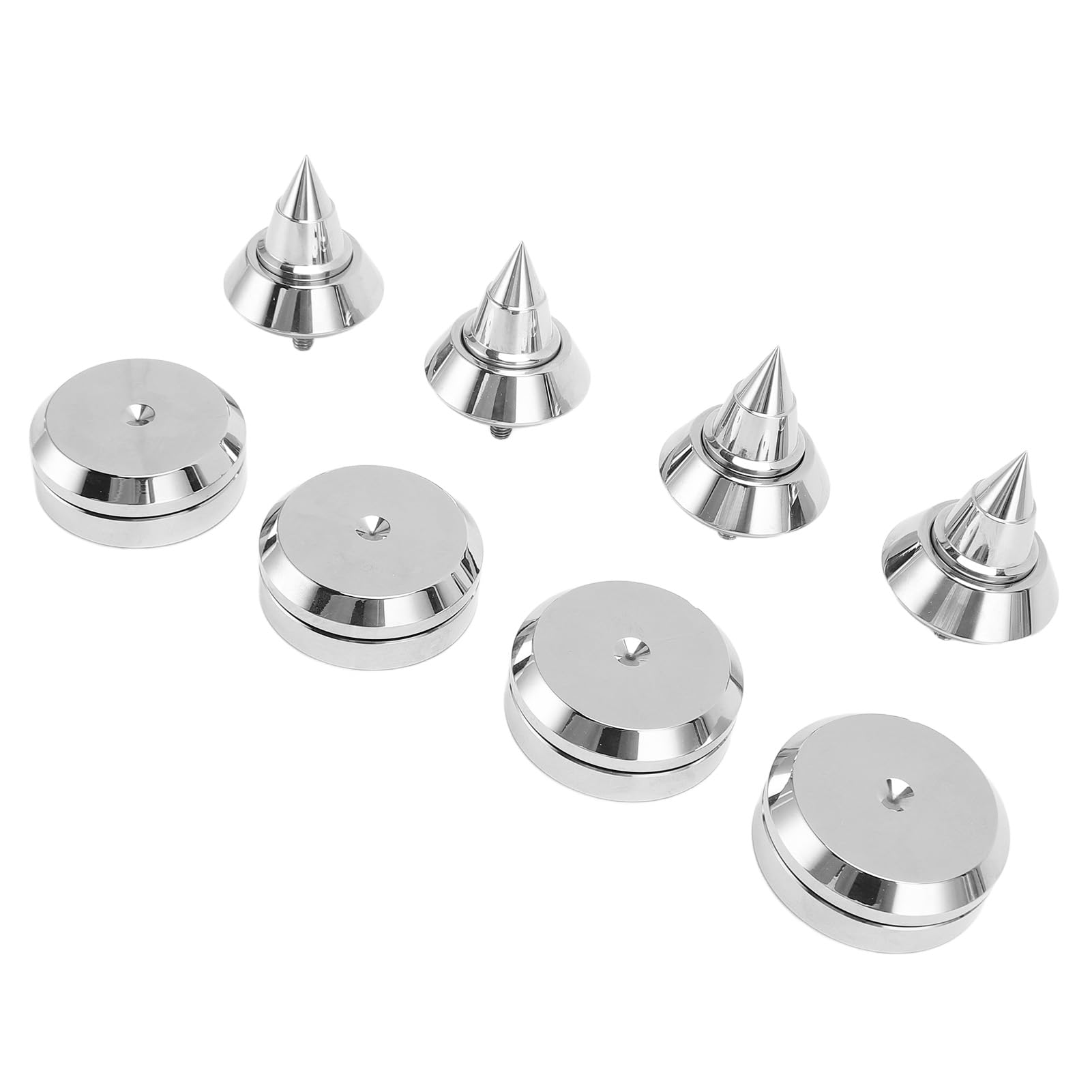 4 Set Lautsprecher-Isolationspads, M6-Gewinde, Lautsprecher-Isolationsfüße, Spikes, Dickdichtes Fußpolster, Vibrationsdämpfendes Spike-Set aus Aluminiumlegierung für CD, DVD-Player und