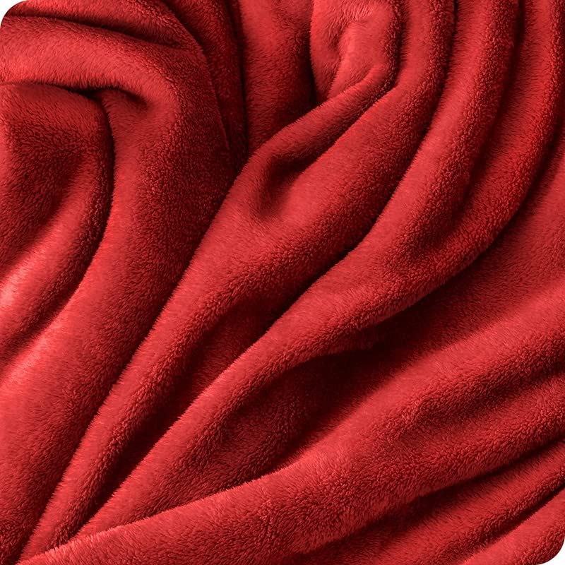Image of Harleen Blankets, 250 GSM Super Soft Flannel Cozy Blankets for Double Bed, Washable Lightweight Blanket for Couch Sofa Bed Office, Warm Plush Blankets for All Season (90 inchx90 inch) (Red, Double)