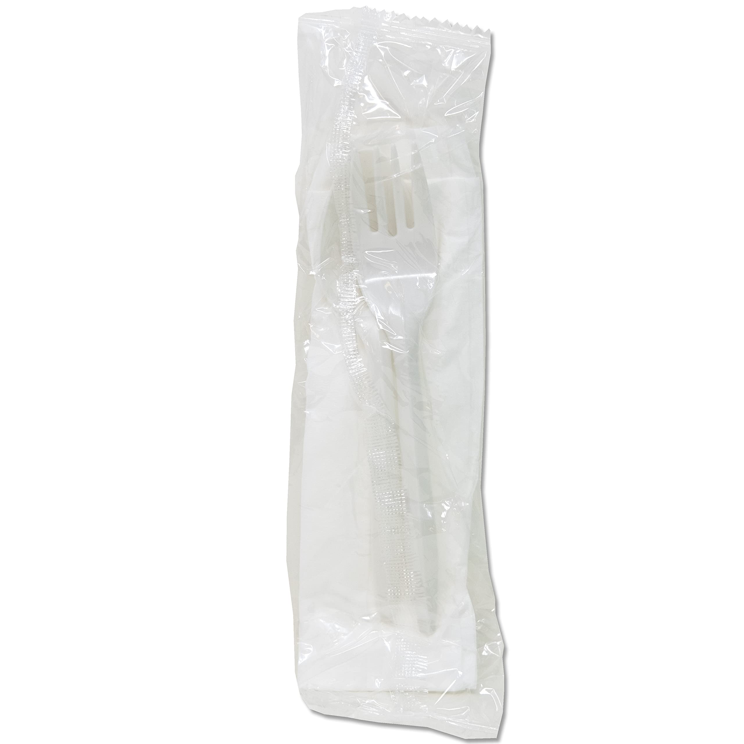 3-Piece White Cutlery Kit for Schools and Kids, Fork/Spoon/Napkin, | 500/Case