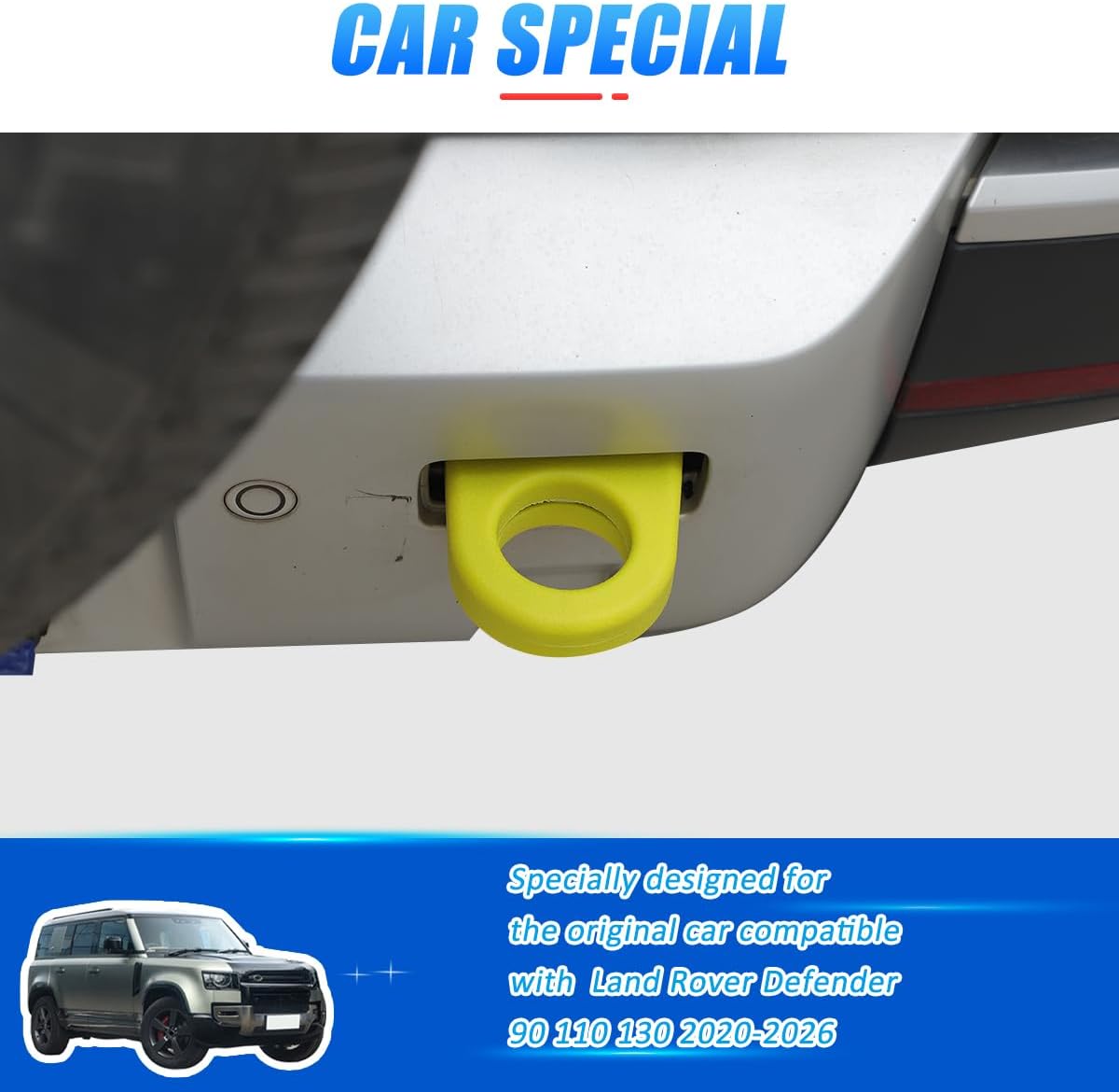 Bumper Tow Hook Covers Compatible with Land Rover Defender 2020-2025Car Rear Bumpers Tow Hook Protector,Rubber Tow Hook Covers Protect,Car Accessories Adds Cushioned Grip to Tow Strap (Yellow)