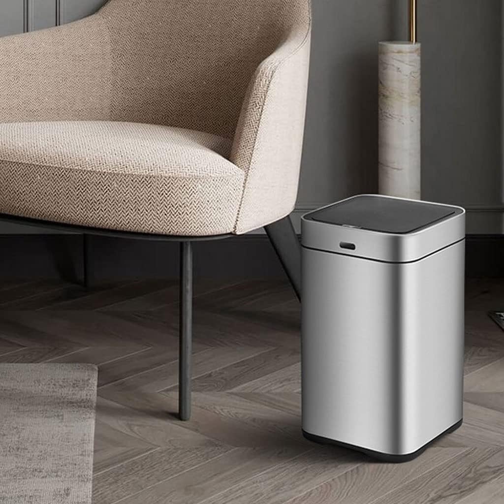 Trashbin Stainless Steel Rechargeable Intelligent Automatic Induction Trash Can Household Kitchen Living Room Trash Can 10L Trash Cans