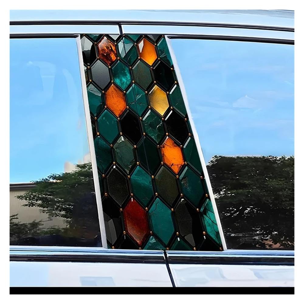 Decorative Items 2 Car Center Pillar Stickers Hexagon Mosaic B-Pillar Scratch Protection